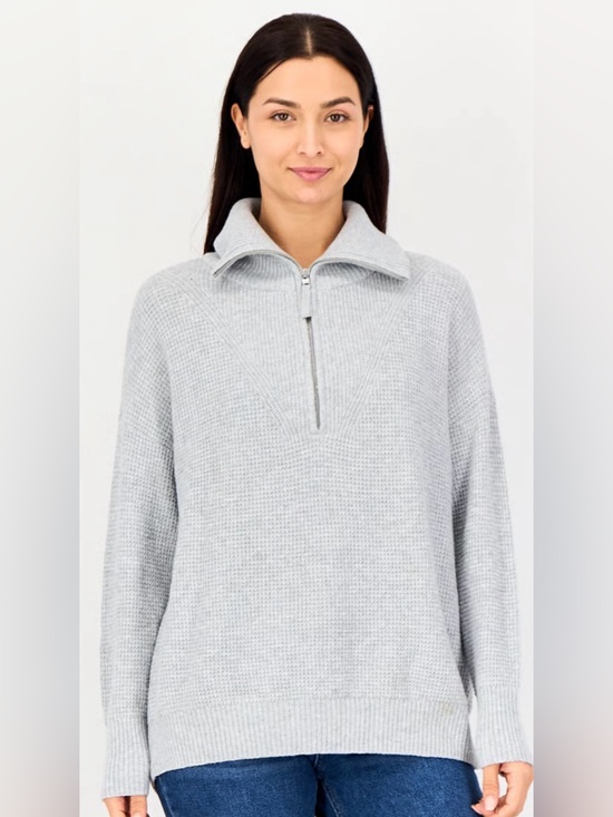 aerie Sweaters - aerie Light Gray Half-Zip Cowl Sweater
